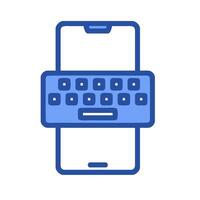 A blue keyboard on a phone with a blue background vector