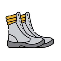 A pair of boots with yellow socks on the bottom vector