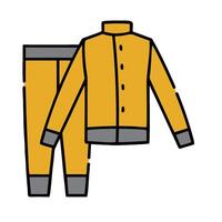 a yellow jacket and pants are shown on a white background vector