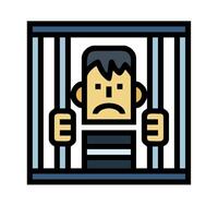 a man in jail cell with a sad face vector