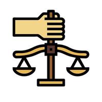 A hand holding a scale of justice on a white background vector