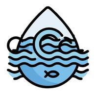 A blue water drop with a fish in it vector