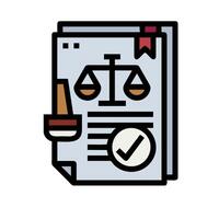 A document with scales and a check mark vector