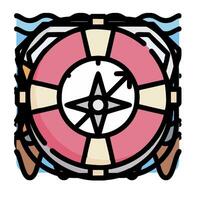 A life preserver with a compass and a star vector