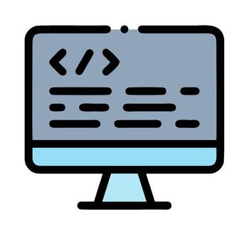 A computer monitor with a code on it vector