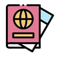 A passport and a globe icon on a white background vector