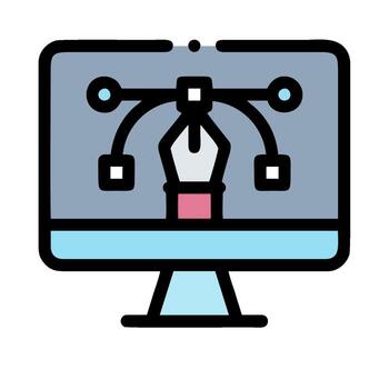 A computer monitor with a mouse and keyboard vector