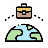 A briefcase is flying over the earth and a globe is in the background vector