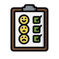 A clipboard with four smiley faces on it vector