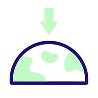 A globe with an arrow pointing down vector