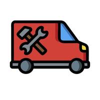 A red van with a wrench on the side vector