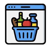 A basket with food and wine in it vector