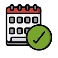 A calendar and tick mark icon on a white background vector