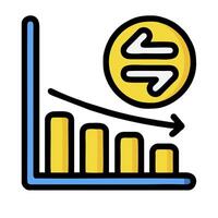 A graph with a coin and a bar chart vector