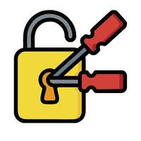 A lock with two wrenches inside it vector