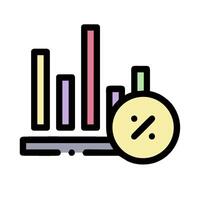 A bar graph with a percentage sign on it vector