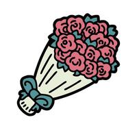 A bouquet of roses with a bow on it vector