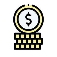 Money icon with a dollar sign on top of a stack of coins vector