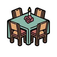 A table with chairs and a candle on it vector