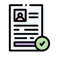 A document with a check mark and a person's face vector
