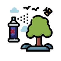 A spray can and a tree with birds flying around it vector