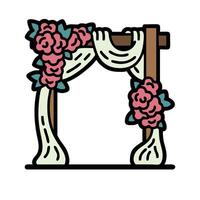 An arch with flowers and a curtain vector