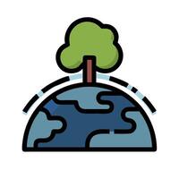 Earth globe with tree icon vector