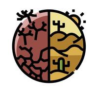 A desert and a desert landscape with a cactus in the middle vector