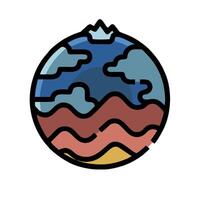 A cartoon globe with clouds and mountains vector