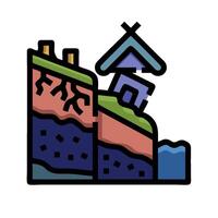 A cartoon illustration of a house on a cliff vector