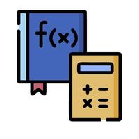 A calculator and a book with the letters f and x vector