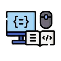 A computer and a book with a computer mouse vector
