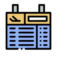 A blue and yellow box with a computer on top vector