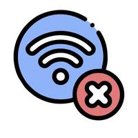 A wifi icon with a red cross and a blue circle vector