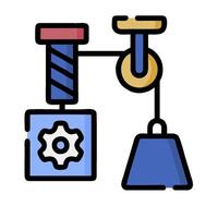 A blue and white icon of a clock and bell vector