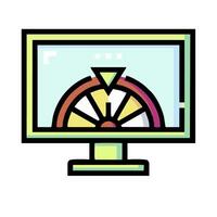 A computer monitor with a wheel on it vector