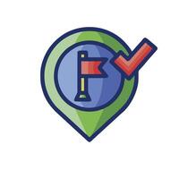 A map pin with a flag and check mark vector