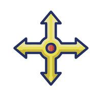 A cross with three arrows pointing in different directions vector