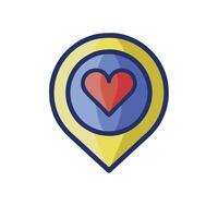 A map pin with a heart in the center vector