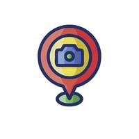 A camera icon on a map pointer vector