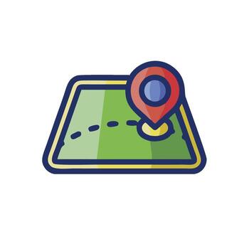 A map with a pin pointing to a location vector