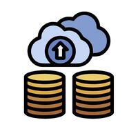 Cloud computing icon with a stack of coins and a cloud vector