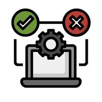 A computer with a check mark and a gear vector