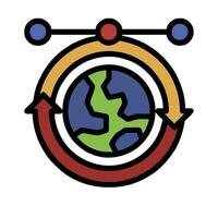 The earth is in the center of a circle with arrows pointing to it vector