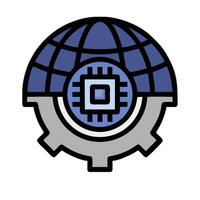 A globe with a computer chip on it vector