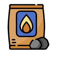 A bag of coal and a burning candle icon vector