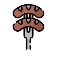 A fork with two sausages on it vector