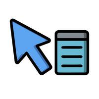 A blue arrow pointing to a file and a blue icon vector