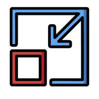 A red and blue square with an arrow pointing to it vector