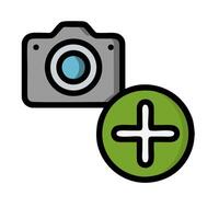 A camera and a plus sign on a white background vector